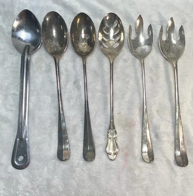 Surtido de cucharas para servir de acero inoxidable, tenedores para servir, - Lote de 6 Foto 1 de 4