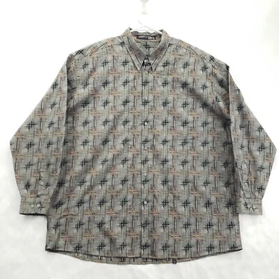 Jhane Barnes Shirt Mens 2XL Gray Brown Long Sleeve Classic Button-Up - Image 1 of 4