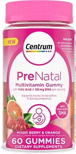 Centrum Prenatal Multivitamin Gummies with DHA and Folic Acid, Mixed Berry and O - Picture 1 of 12