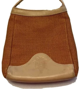 TOMMY BAHAMA Crossbody Shoulder Bag-Textured Fabric Tweed Type Burlap Leather - Picture 1 of 8