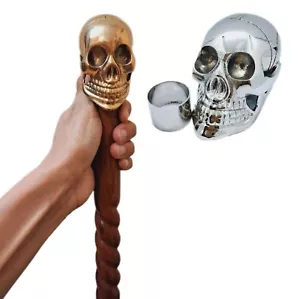 Solid Wood Walking Cane Stick Adjustable Folding Collapsible Brass Head Handle - Picture 1 of 10