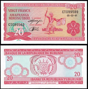 BURUNDI 20 FRANCS (P27d) 1997 UNC - Picture 1 of 1