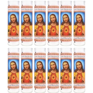 12 Pk Sacred Heart of Jesus Unscented Candles Devotional Vigil Novena Devotional - Picture 1 of 1
