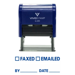 Faxed Emailed By Date Self Inking Rubber Stamp (Blue Ink) - Medium - Picture 1 of 1