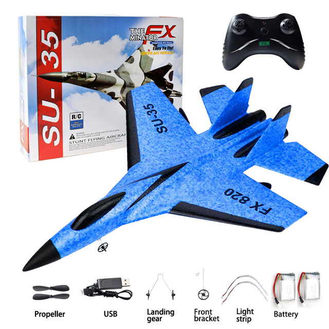 Avião de Controle Remoto FX-620 SU-35 2.4G Fighter - Brinquedo de Avião  Hobby em Espuma EPP com Controle Remoto - Presente Ideal para Crianças