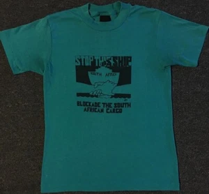 Vtg 80s Blockade South African Cargo Protest Faded Distress Shirt XS USA Boycott - Picture 1 of 15