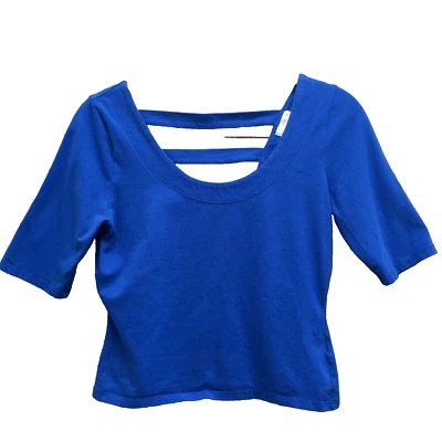 Xhilaration Shirt Top Small Blue Strappy Back Cotton Stretch Summer  Cute e - Image 1 of 4