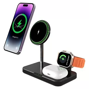 Wireless Charger 3-in-1 15W MagSafe Fast Charging for iPhone&AirPods&Apple Watch - Picture 1 of 13