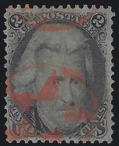 US # 73 - PF Cert - Bold Red Segmented Star in Circle Fancy Cancel        (P-14) - Picture 1 of 3