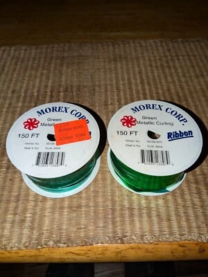 Juego de 2 cintas rizadoras verdes Morex 3/16" x 150 pies en carretes redondos de 3" de 1,75" de alto Foto 1 de 4