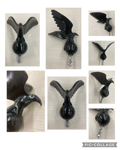 American Eagle 4” Tall Black Plastic Flag Pole Topper Lamp Finial Cover