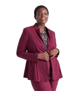 Lane Bryant Plus Size 26 Plum Full Zip Up Jacket Blazer Burgundy  - Picture 1 of 11