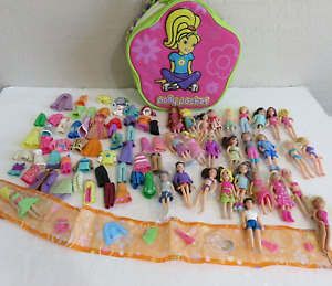 Polly Pocket Dolls Clothes Shoes Accessories Rubber Outfits + Carry Case