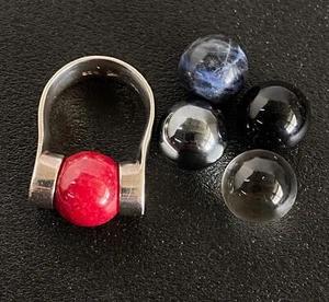 Vintage Silpada 5 Interchangeable round stone sterling silver ring 925 sz 4.5-5 - Picture 1 of 9