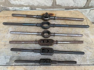 6 Pc Machinist Tap & Die Pipe Threader Lot TRW 2 1/2 OD Russell Greenfield USA - Picture 1 of 21