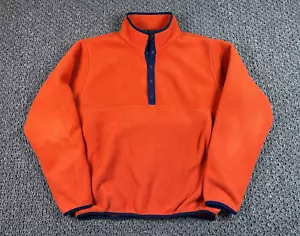 L.L. Bean 1/4 Snap Button Fleece Pullover Adult Medium Orange Jacket - Picture 1 of 14