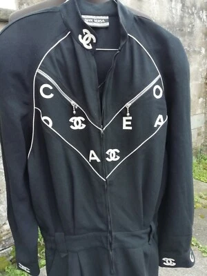 Macacão Crepe Vintage Original Anos 1980 Gianni Versace Preto Branco Assinatura 12 14... - Imagem 1 de 4