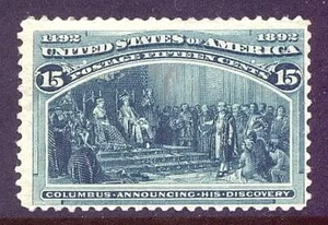 #238 F-VF MNH OG-15¢ COLUMBIAN-FRESH-COLUMBUS VERKÜNDET SEINE ENTDECKUNG - Bild 1 von 1