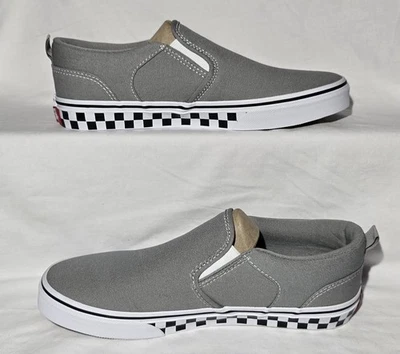 Vans Youth Asher Checker Sidewall Drizzle Gris Zapatos de Skate Sin Cordones -Talla 7 Foto 1 de 4