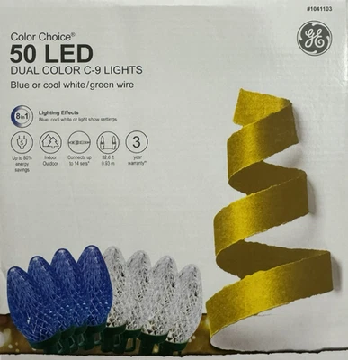 50 GE Color Choice Dual Color C9 LED Lights w/8 Functions Blue / Cool White - Image 1 of 4