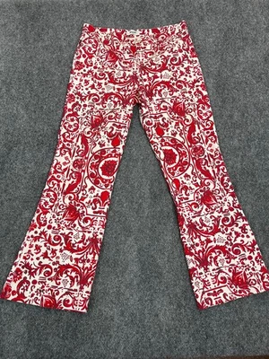 Pantalones Moschino Rojo Blanco Mujer Floral Pierna Acampanada tiro medio Talla 10 Foto 1 de 4