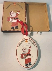 Mud Pie Joy Vintage Weihnachtsschmuck Porzellan Joy To The World Santa. Neu im Karton - Bild 1 von 12