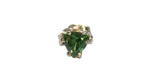 Single Stud 14KT Yellow Gold 5mm Trilliant Green Sapphire Earring PSE131/81025 - Picture 1 of 2