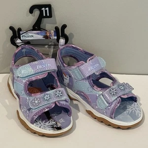 Scarpe sandali Disney Frozen Elsa/Anna/Olaf, viola/blu, bambina 11 nuove con etichette NUOVE - Foto 1 di 22