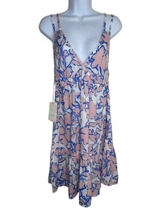 NEW Maaji Floral Summer Beach Sun Dress Short White Blue Triangle Top M Medium - Picture 1 of 9