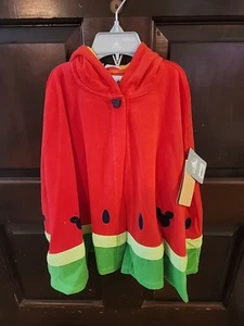 Disney Store Girls Mickey Mouse Watermelon Swim Cover Hooded Cape Towel Size 2/3 - Picture 1 of 4