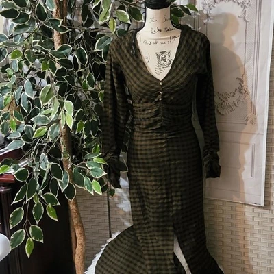 Платье макси Zara в клетку драпированное XS - Изображение 1 из 4