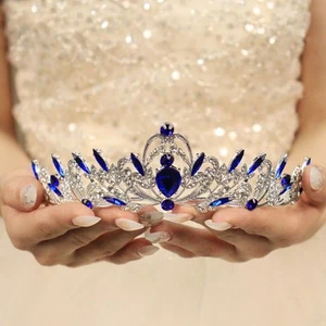 Silver Crystal Tiaras and Crowns for Women Sparkling Rhinestone Queen Crowns Pri - Picture 1 of 9
