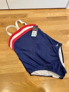 Speedo Red/White/Blue Color Block 1-pc Swimsuit - Girls’ / Youth Size 16 - Picture 1 of 8