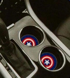 6 Packs (2 in each) 12 Total Captain America Auto Cup Holder Coasters Car Truck - Picture 1 of 5