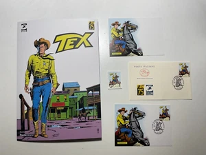 2023 Philatelie Folder Philatelie Postkarten Umschlag FDC und Einzel 75. Tex Willer - Bild 1 von 14