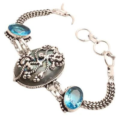 Labradorite Edelstein Versilbert Armband Handmade Schmuck Geschenk 22 G BR-0786 - Bild 1 von 3