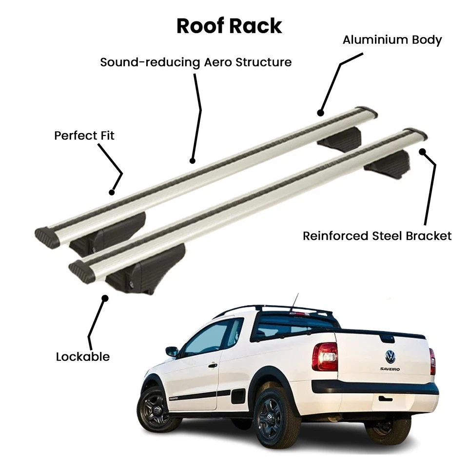 2 piezas barras transversales plateadas para VOLKSWAGEN SAVEIRO PK 2010- Foto 1 de 4