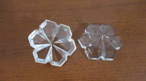 DIAMOND CUT CRYSTAL SNOWFLAKES Set of 2 Christmas Ornaments - Picture 1 of 4