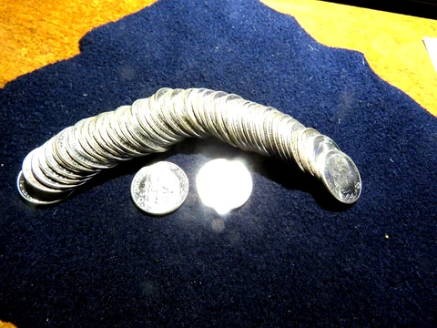 ORIGINAL GEM BRILLIANT UNCIRCULATED ROLL OF 50 1957-P ROOSEVELT SILVER DIMES  D1 Cover