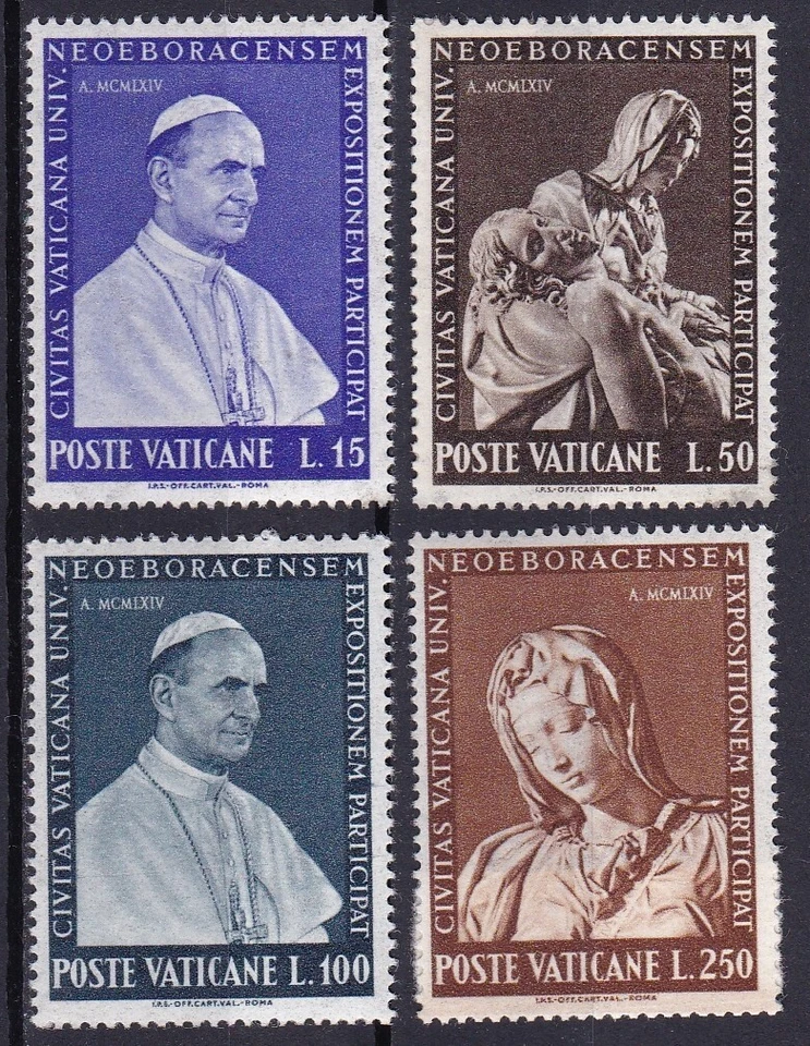 CIUDAD DEL VATICANO #383-386 MNH PIETA POR MICHELANGELO Y EL PAPA PABLO V1 Foto 1 de 1