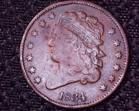 Very Nice 1834 Classic Head Half Cent  Low Mintage Of 141,000  #HC033 Cover