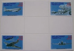 Stadspost Utrecht 2001 - Blok van 4 met tussenstroken Vliegtuigen, Airplanes (2) - Picture 1 of 1