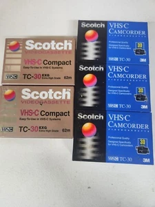 Lot 5 Scotch TC-30 & EXG VHSC Compact 30 / 90 Minute Video Cassette Tapes New - Picture 1 of 2