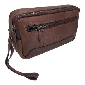 PIERRE CARDIN 28002 YS12 HERREN TASCHE POCHETTE LEDER BRAUN ORIGINAL - Bild 1 von 5
