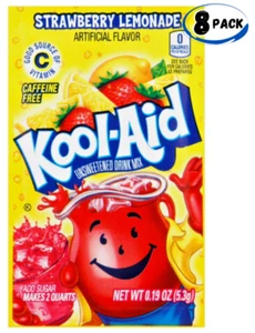 Kool-Aid Strawberry Lemonade Unsweetened Soft Drink Mix -.19oz (8 pack) - Picture 1 of 1
