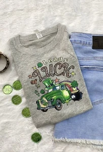 Youth St. Patrick’s Day Shirt Grey Loads Of Luck Size S - Picture 1 of 1