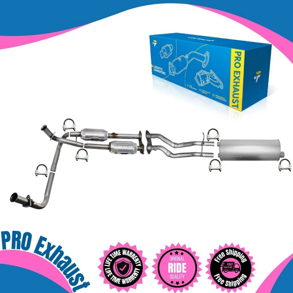 Front Catalytic Converter+Pipe+Rear Muffler For 1999-2000 Cadillac Escalade 5.7L - Image 1 of 4