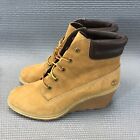 Timberland Women's 7 A1548 Wedge High Heel Wheat Suede Leather Boots