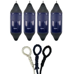 4 x HURRICANE Vortex Bootsfender: Navy PM05 - FREE SPLICED END 10MM ROPE - Bild 1 von 2