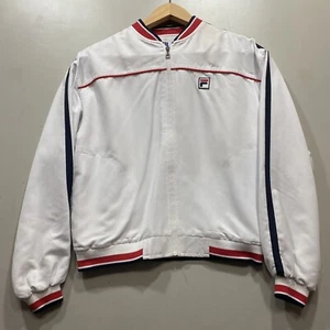 VINTAGE 80s 90s FILA Tennis Jacket Logo Patch Hong Kong White Line Womens: S - Picture 1 of 11